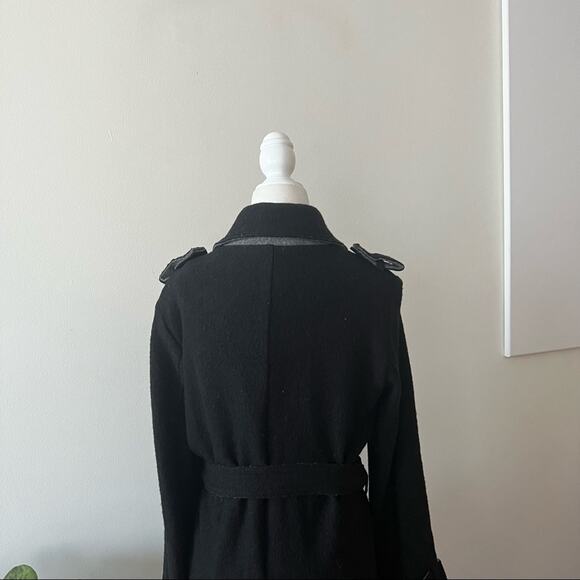 Vince Camuto Black Wool Blend Belted Trench Coat - Picture 3 of 6